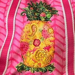 🍍NWT Sun ‘N’ Sand Pineapple with beads hot🔥pink Tote large